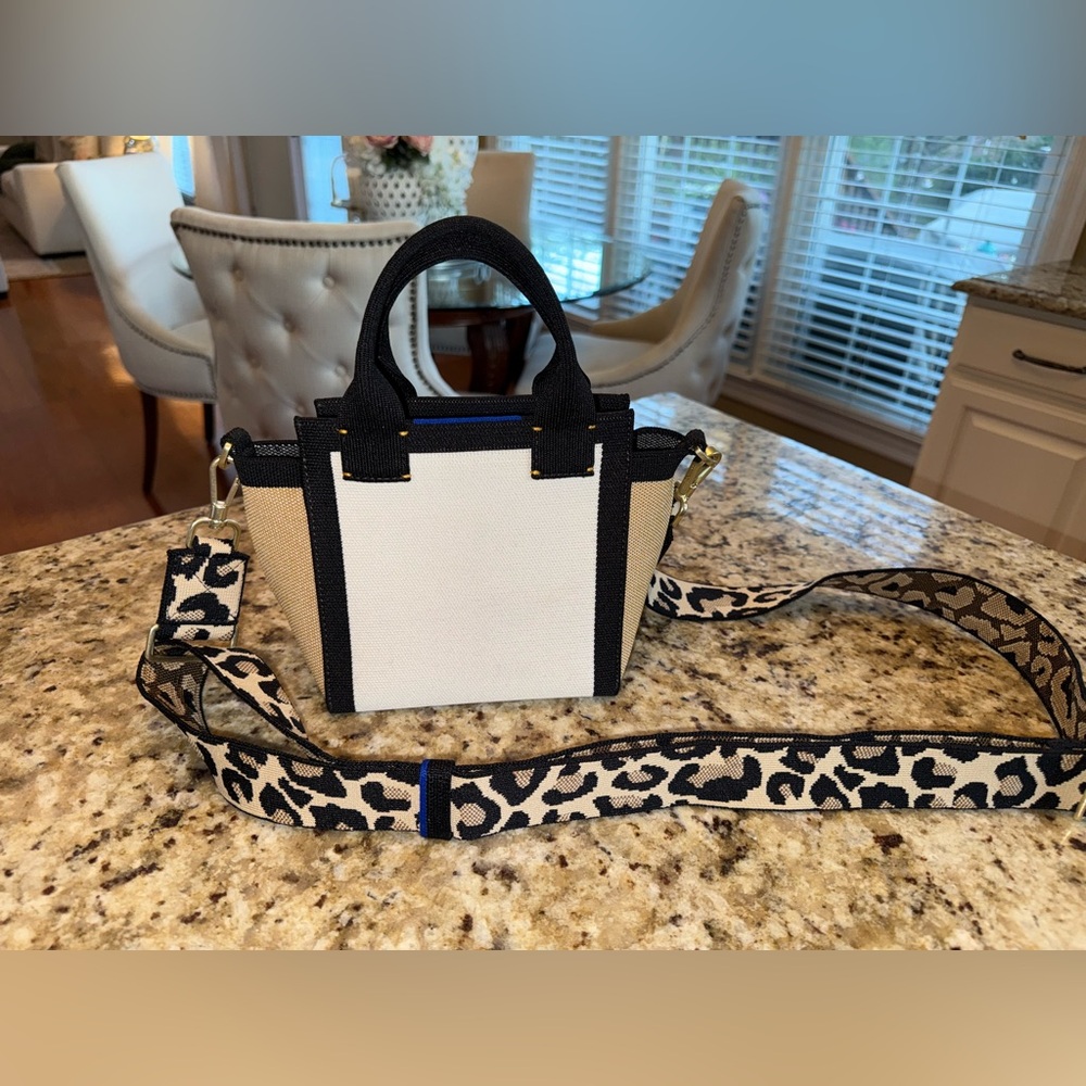 Rothy’s The Mini Satchel Tote W/ Cheetah Desert Cat Crossbody Strap Like New